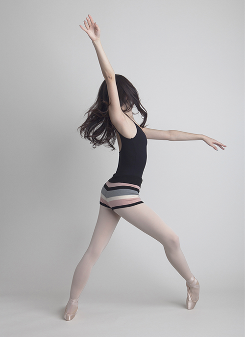 Marty Leotard Camisole V Neck +Knit Shorts Stripe